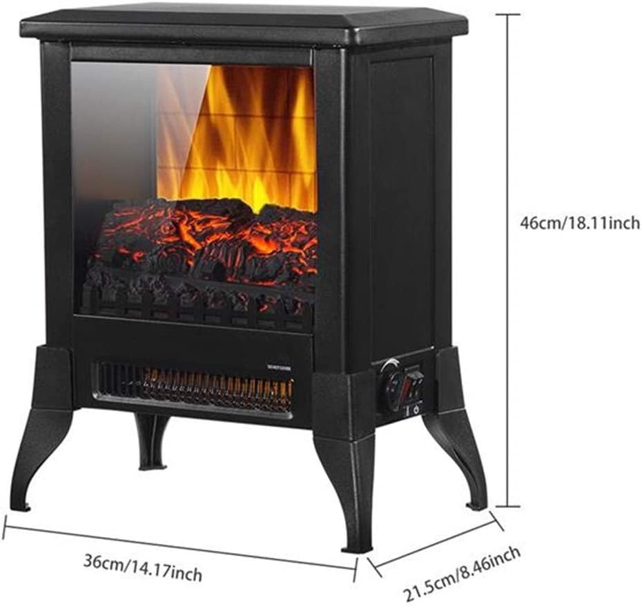 14” Freestanding Electric Fireplace Heater Stove Real
