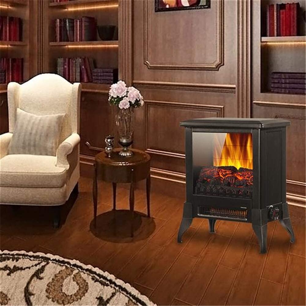 14” Freestanding Electric Fireplace Heater Stove Real