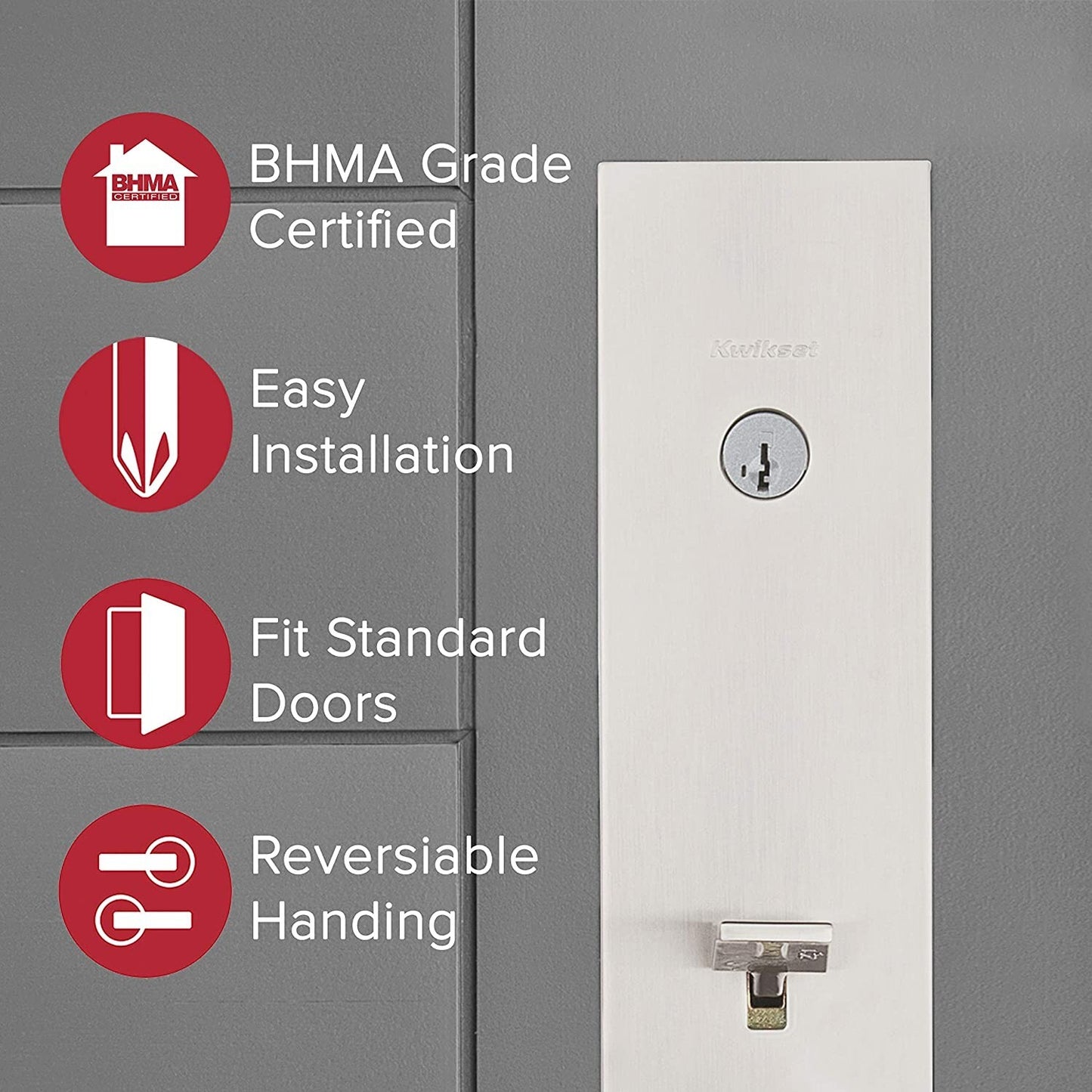 Kwikset Vancouver Low Profile Front Lock Handleset with Microban Satin Nickel