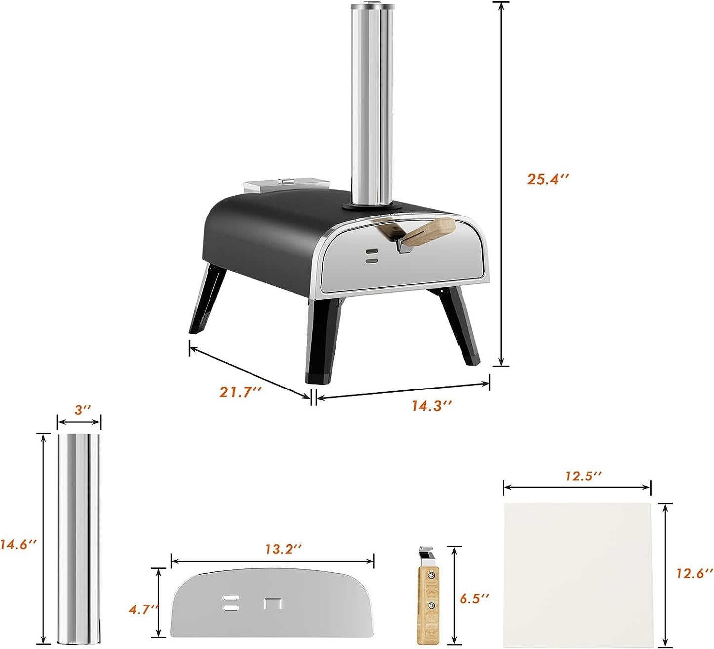 Pizza Oven Outdoor 12" Wood Fired Pizza Ovens Pellet Pizza Stove for outside