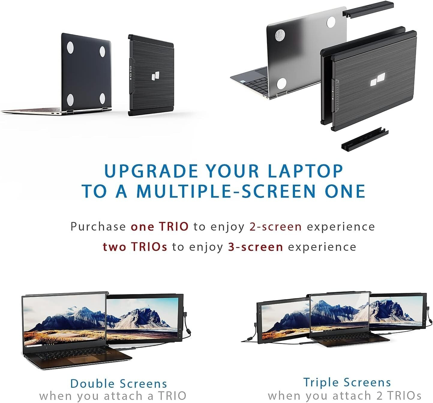 Mobile Pixels Trio Portable Monitor for Laptops, 12.5'' Full HD IPS Screens, USB