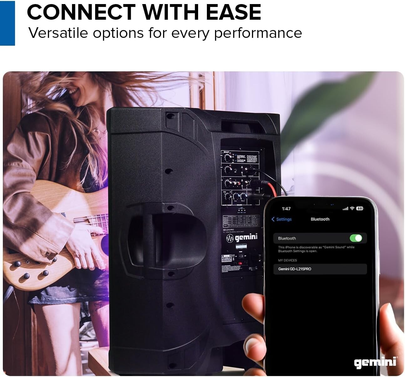 Gemini GD-L215PRO: 1300W Bluetooth DJ PA Speaker with LED Party Lights (TESTED)
