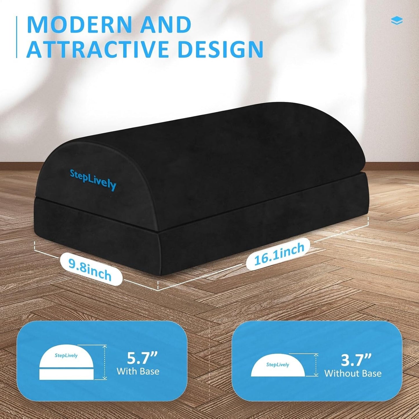 Footrest for under desk at work, comfortable stool with 2 adjustable heights