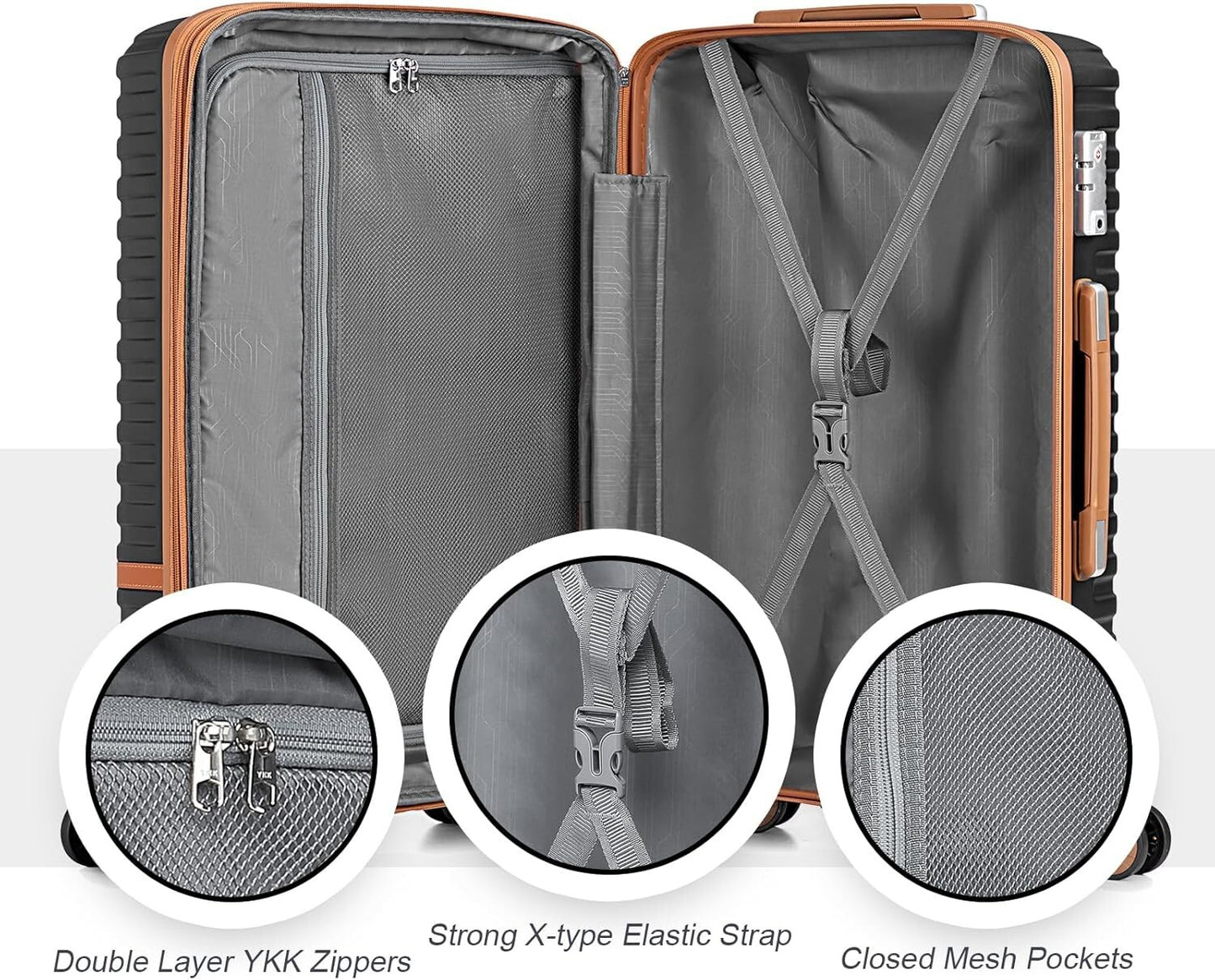 Joyway Luggage Set 7 Piece Suitcase Sets with Spinner Wheel,Hardside Expandable