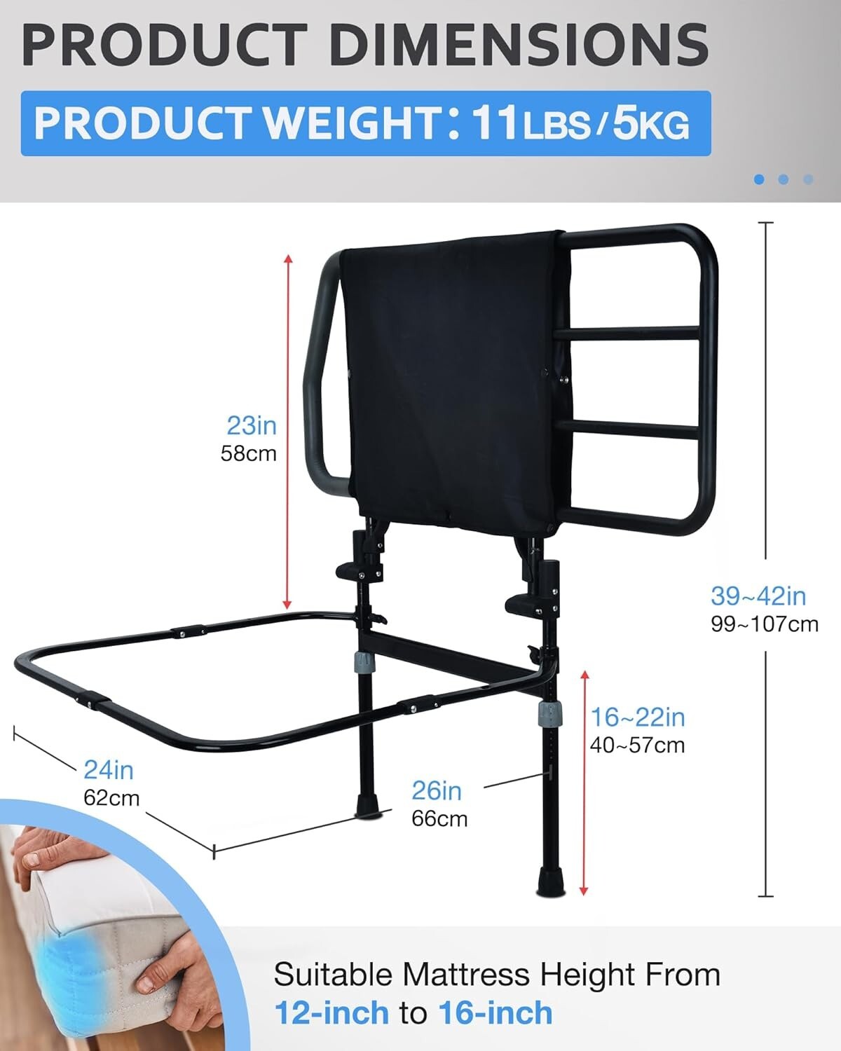 Sangohe Bed Rail for Elderly, Extra Large Heavy Duty Bed Rail for Senior, Bed As
