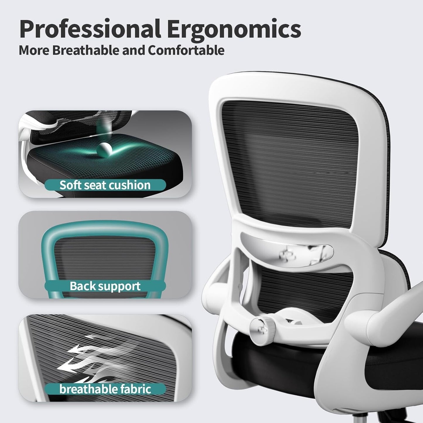 Office Chair Ergonomic Desk Chair with Adjustable Lumbar Support, Mesh Computer