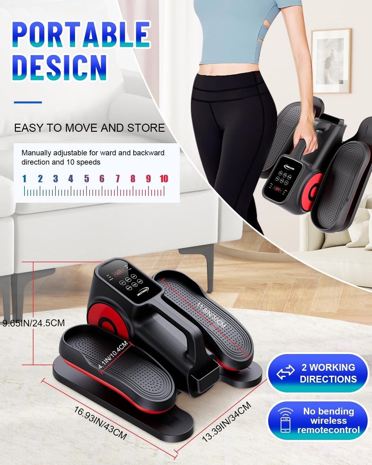 Under Desk Elliptical Machine, Ellipse Leg Exerciser Electric as Seen on TV for