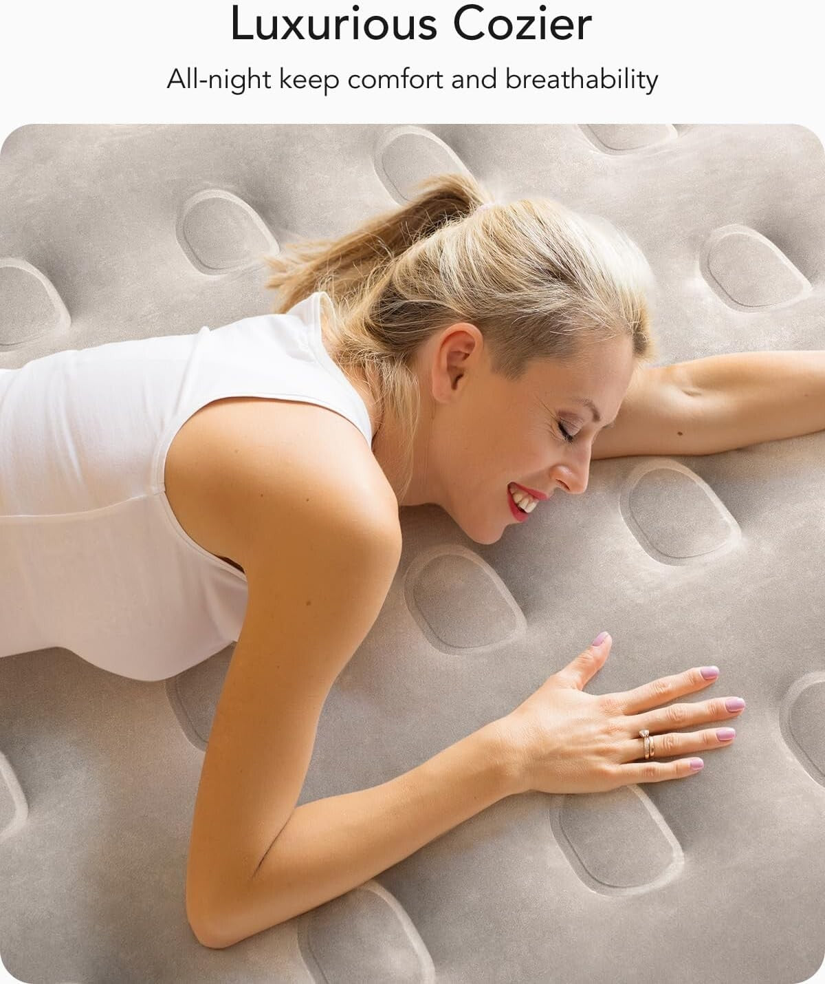 iDOO Air Mattress with Built-in Pump for Guests and Home Use, 18 Inch Height