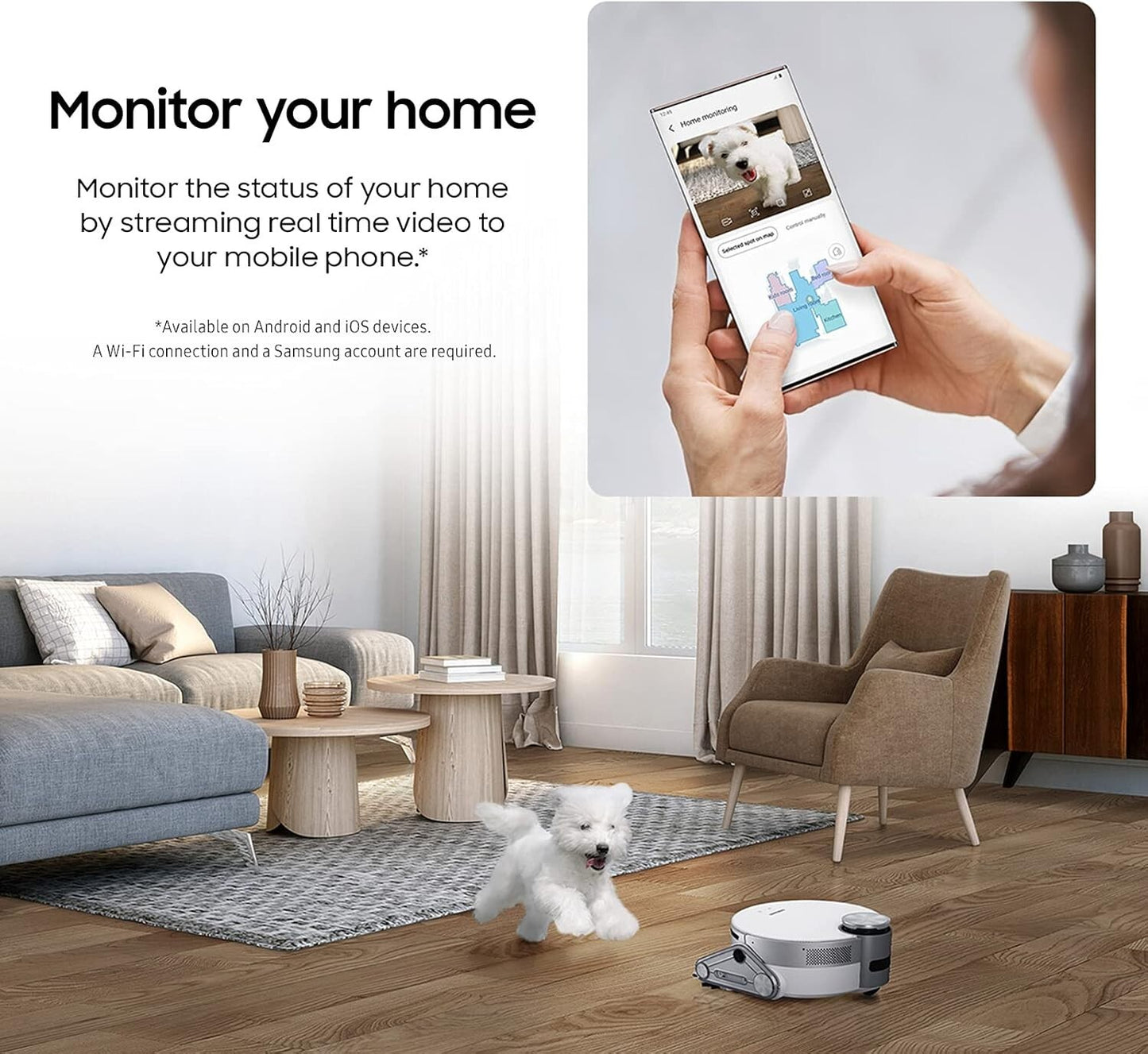 SAMSUNG Jet Bot AI+ Robot Vacuum Cleaner w/ Object Recognition, White (TESTED)
