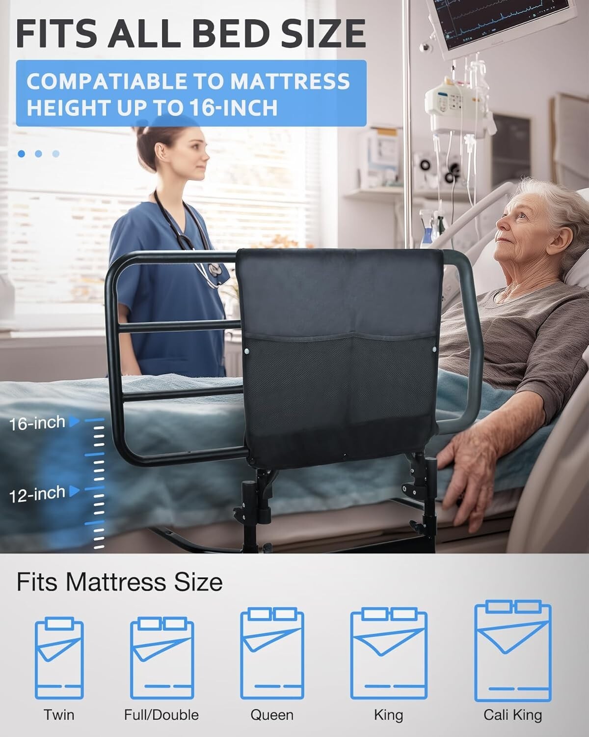 Sangohe Bed Rail for Elderly, Extra Large Heavy Duty Bed Rail for Senior, Bed As