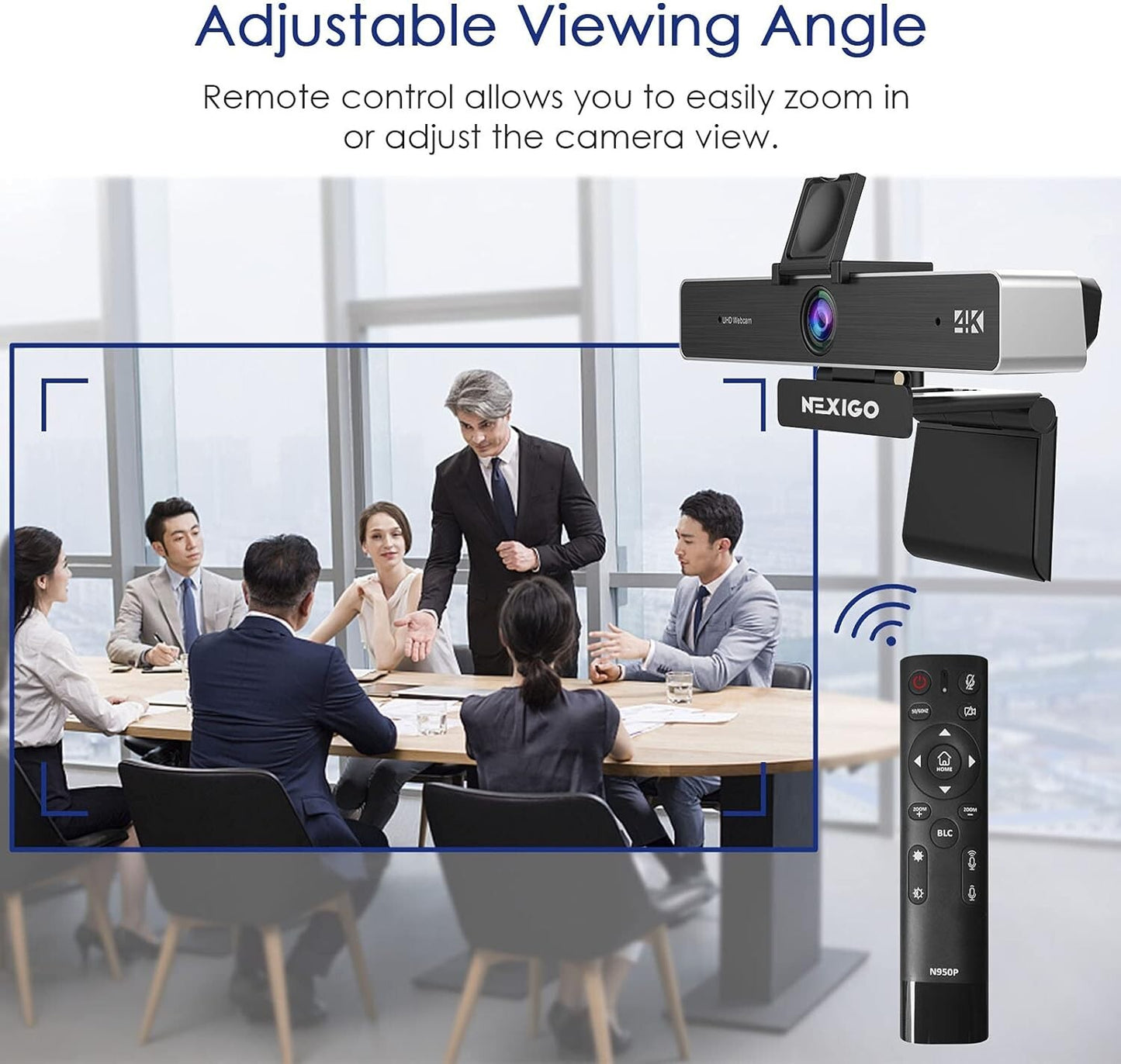 NexiGo Zoom Certified, N950P (Gen 2) 4K Zoomable Webcam, RF Remote, Sony_Starvis