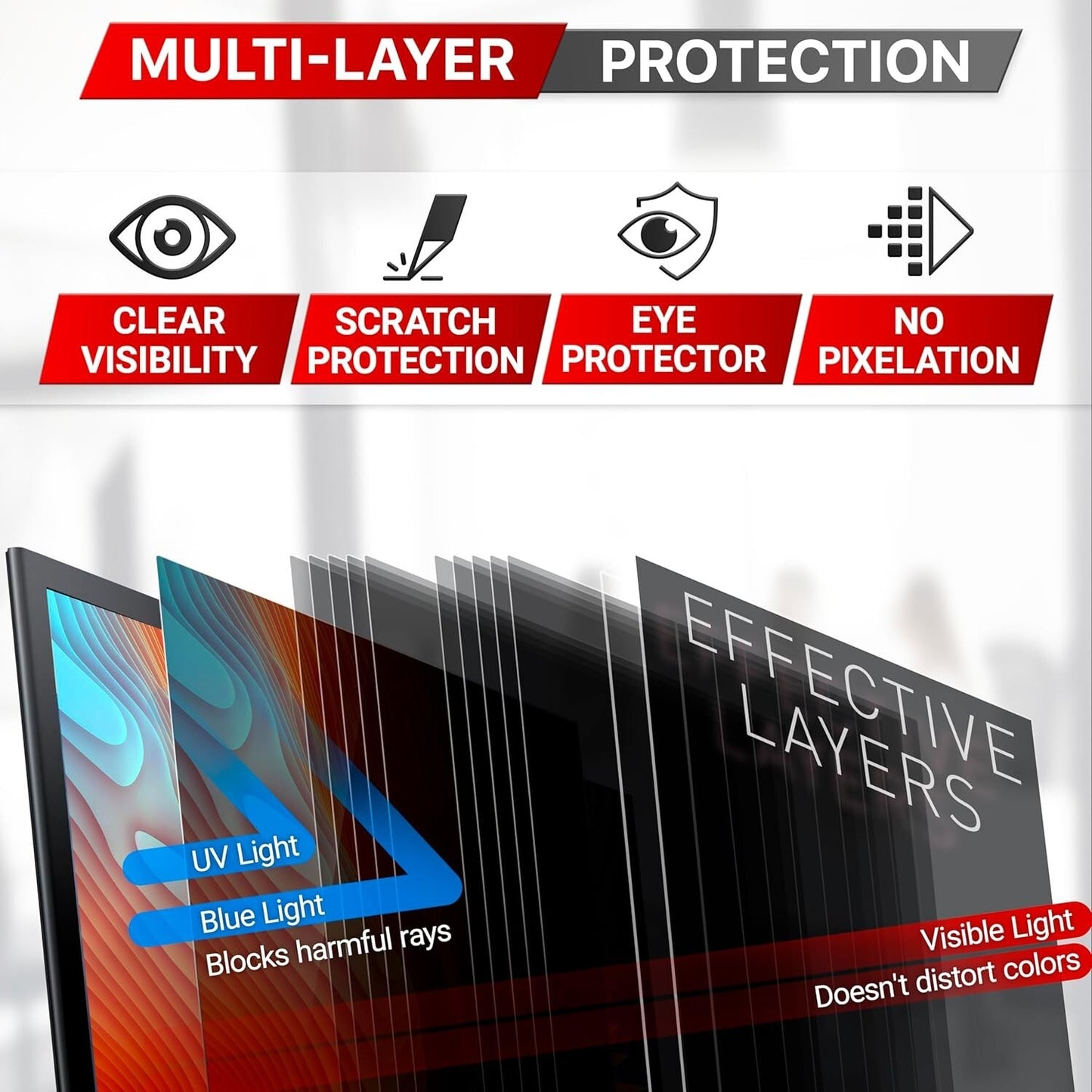 COMPUTER PRIVACY SCREEN FILTER Widescreen Monitor Protector Film 23.8" VINTEZ