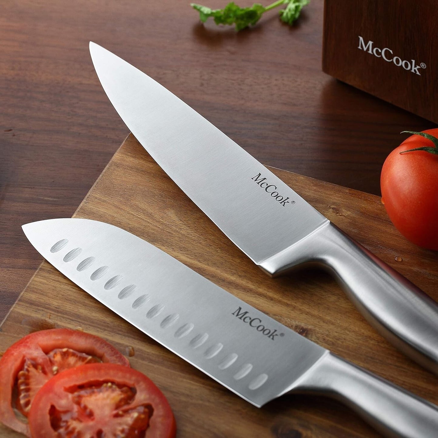 McCook® Knife Sets with Built-in Sharpener,German Stainless Steel Hollow Handle