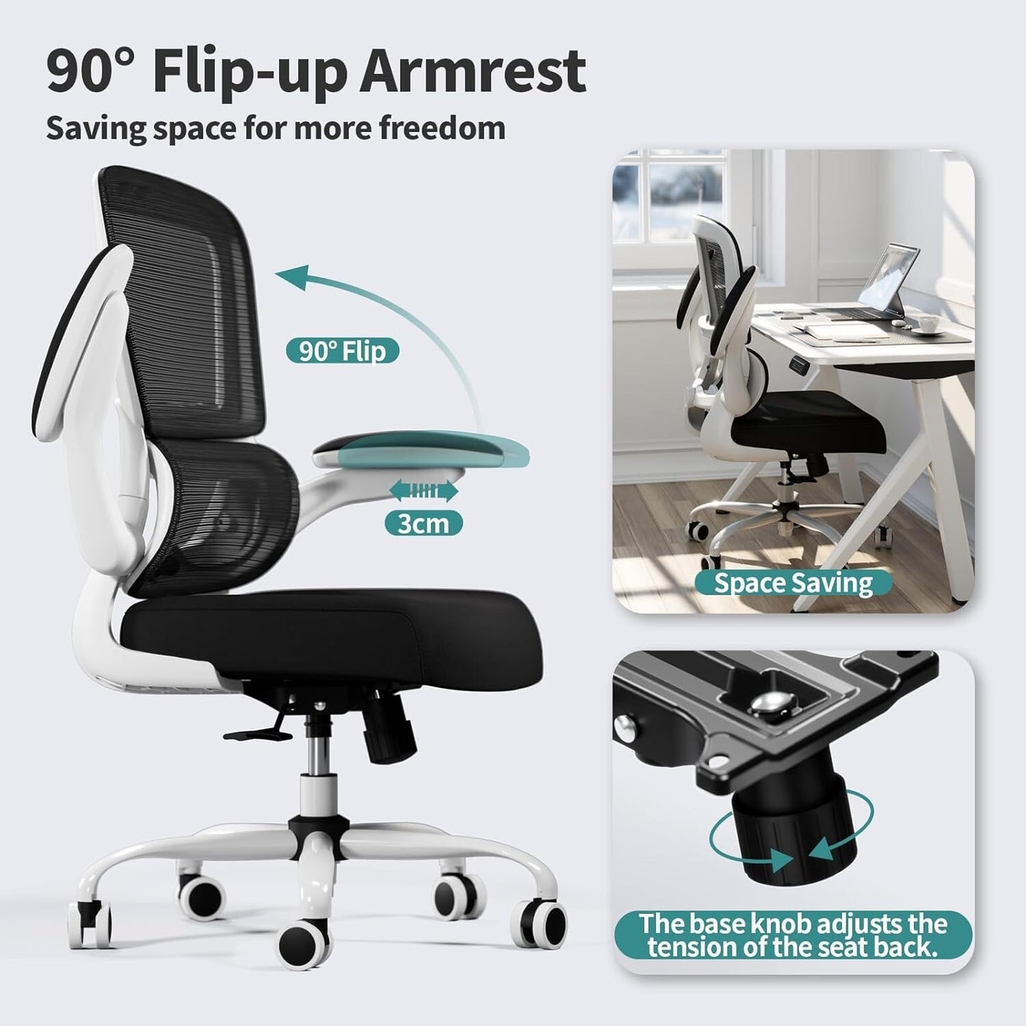 Office Chair Ergonomic Desk Chair with Adjustable Lumbar Support, Mesh Computer