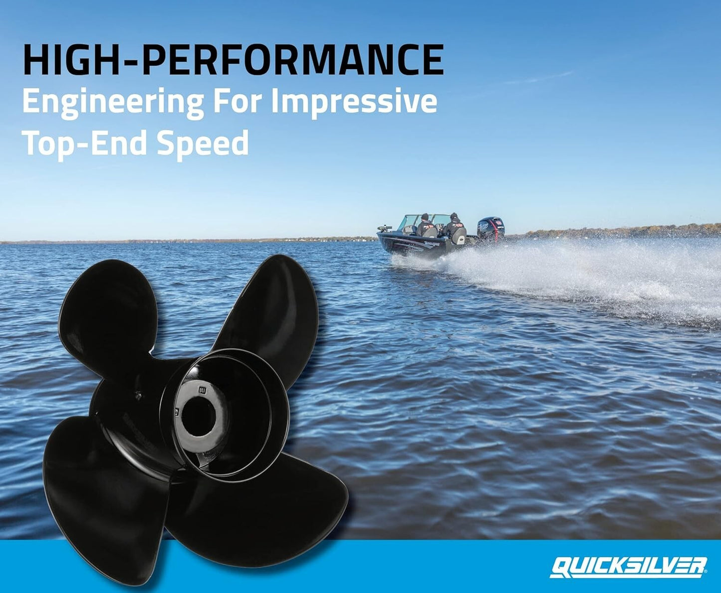Quicksilver 4-Blade Aluminum Propeller - 12.5" Dia. X 19" Pitch - 8m8027506