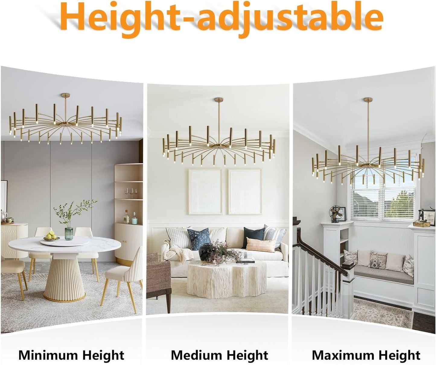 KCO Lighting Mid Century Modern Gold Sputnik Chandelier 24-Light Antique Brushed