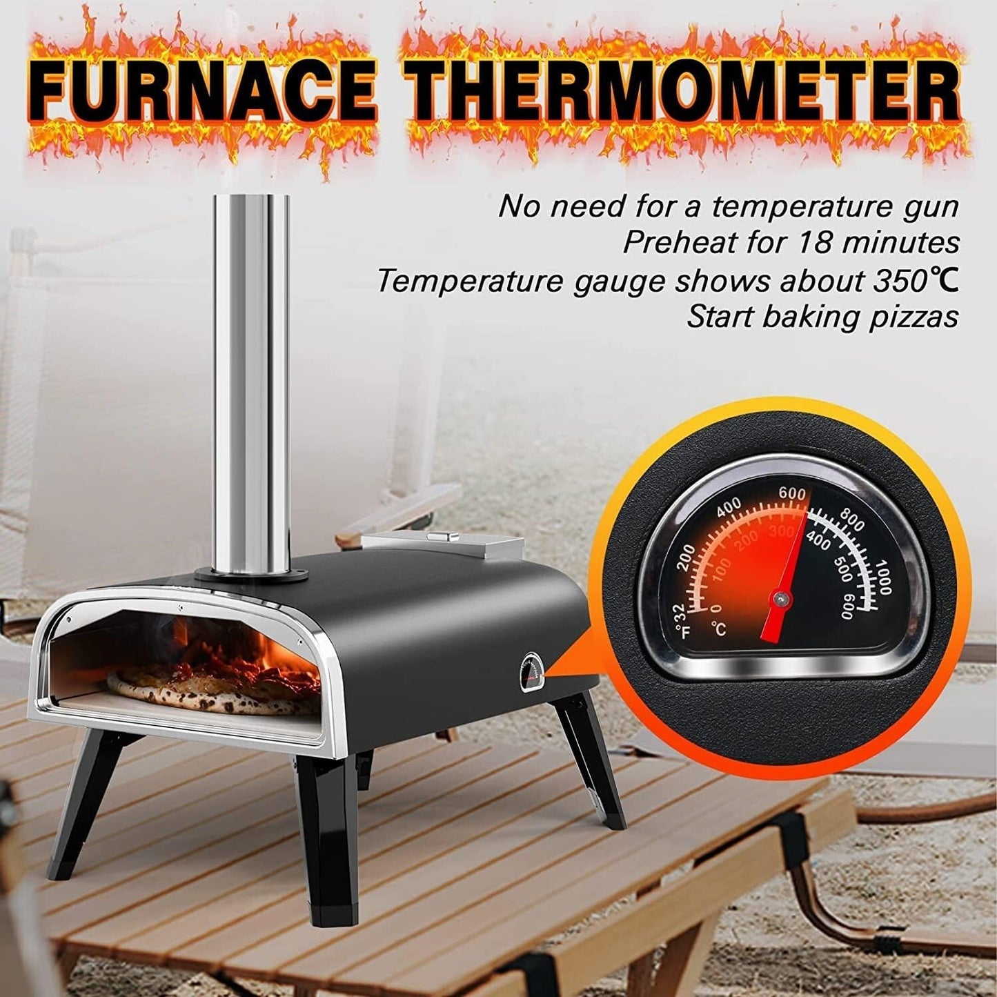 Pizza Oven Outdoor 12" Wood Fired Pizza Ovens Pellet Pizza Stove for outside