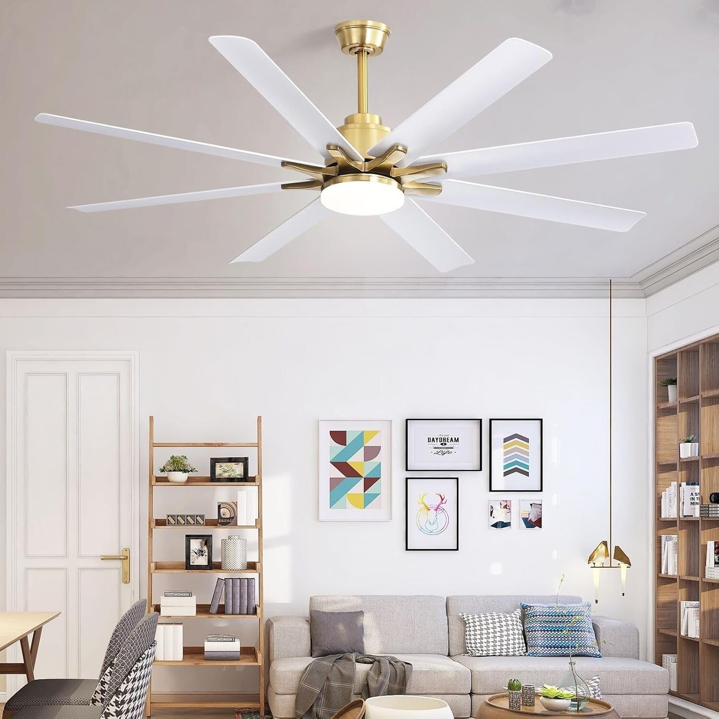 Sofucor 66 inch Ceiling Fans with Lights and Remote Control, Modern Smart Indoor