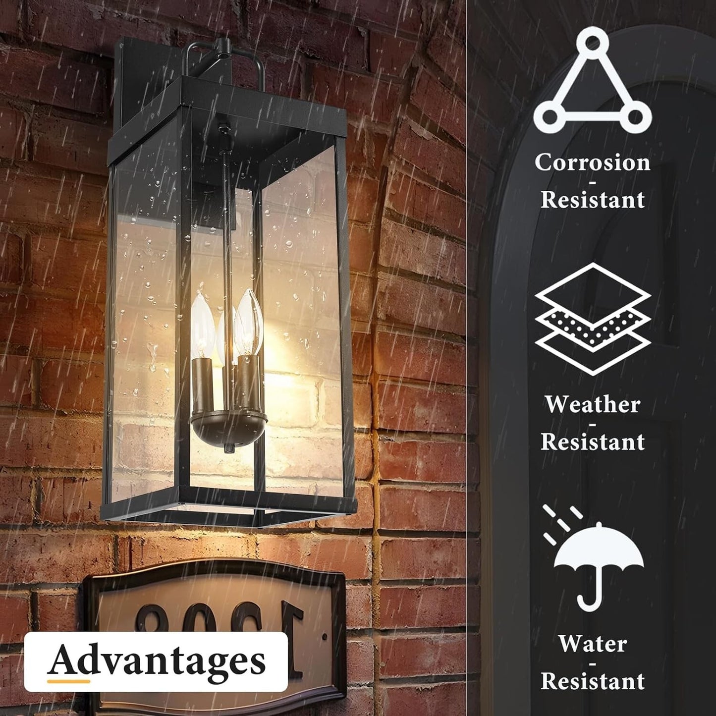 Outdoor Wall Sconce Light, 24 Inch Tall Transitional Exterior Wall Bracket Light