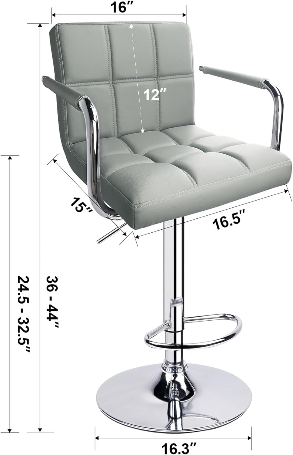 Leopard Adjustable Bar Stools with Armrest, Square Back Swivel Double Stitching