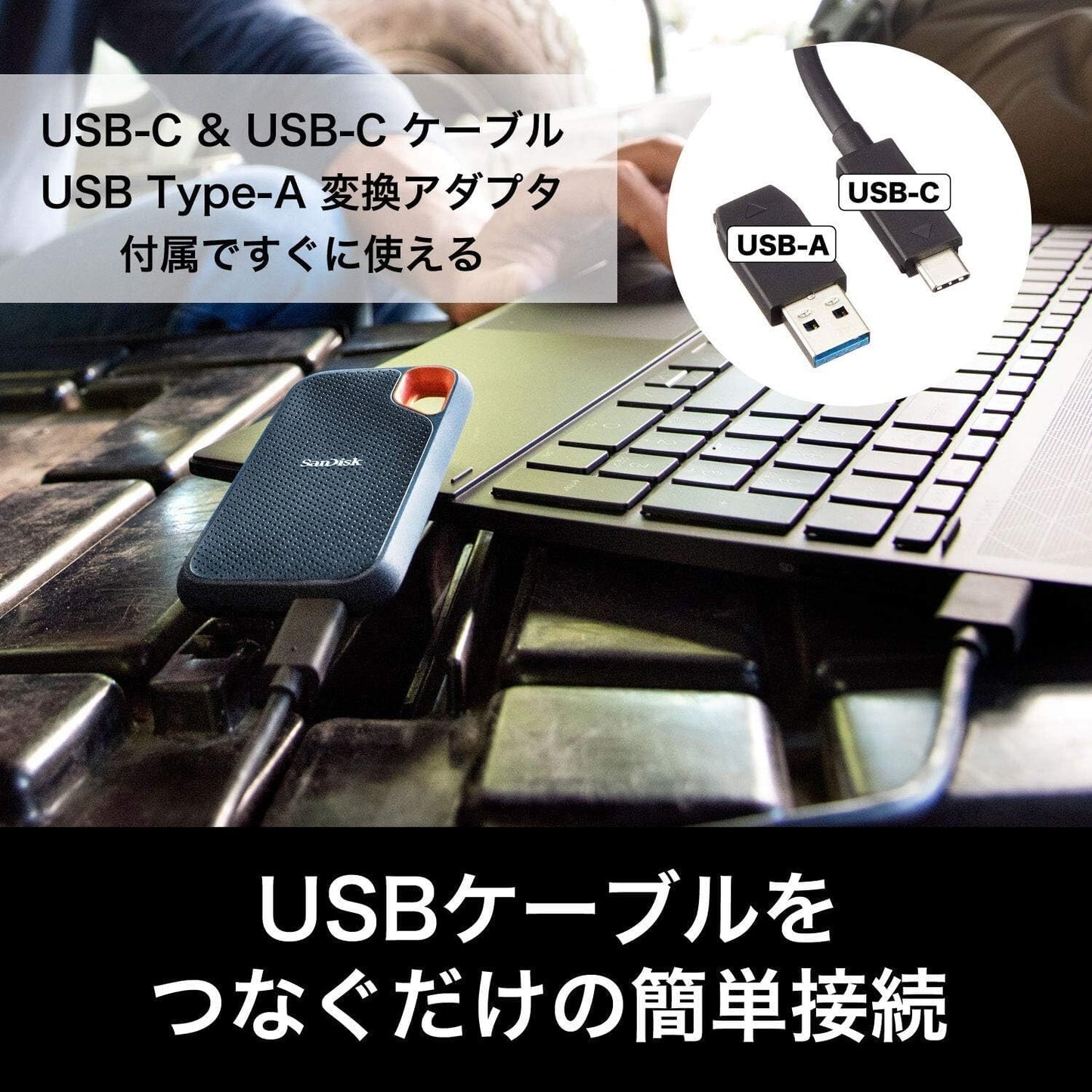 SanDisk External SSD 2TB USB 3.2 Gen2 Readable up to 1050MB/s Splashproof Dustpr