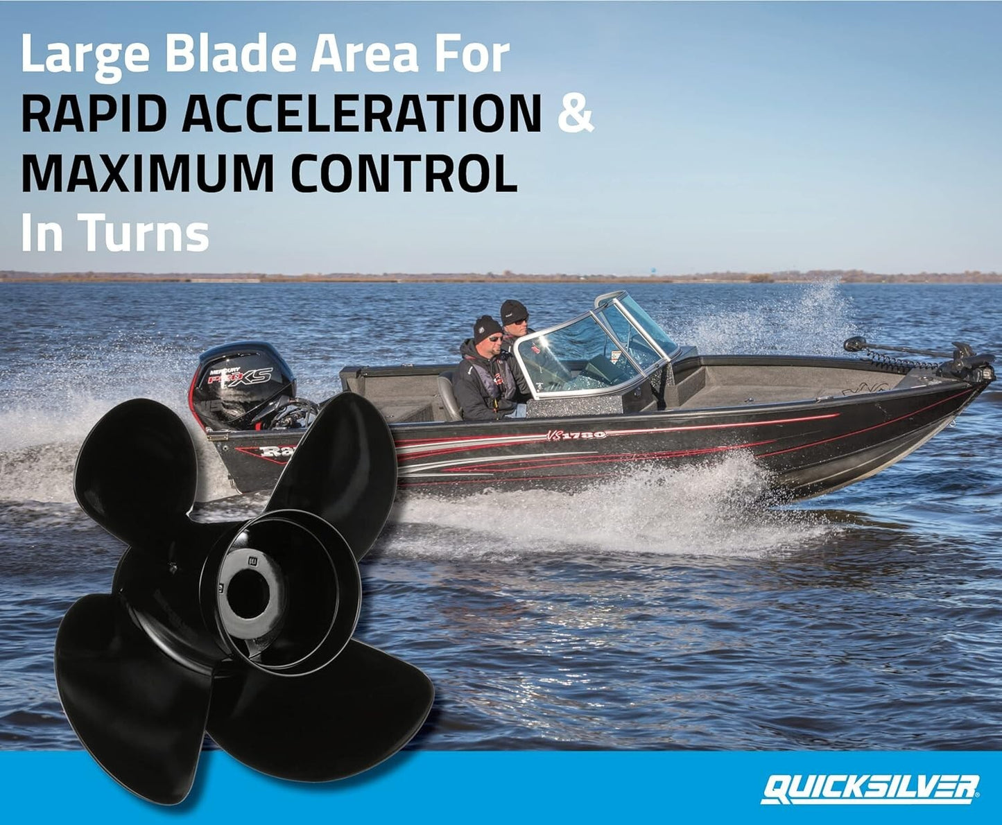 Quicksilver 4-Blade Aluminum Propeller - 12.5" Dia. X 19" Pitch - 8m8027506