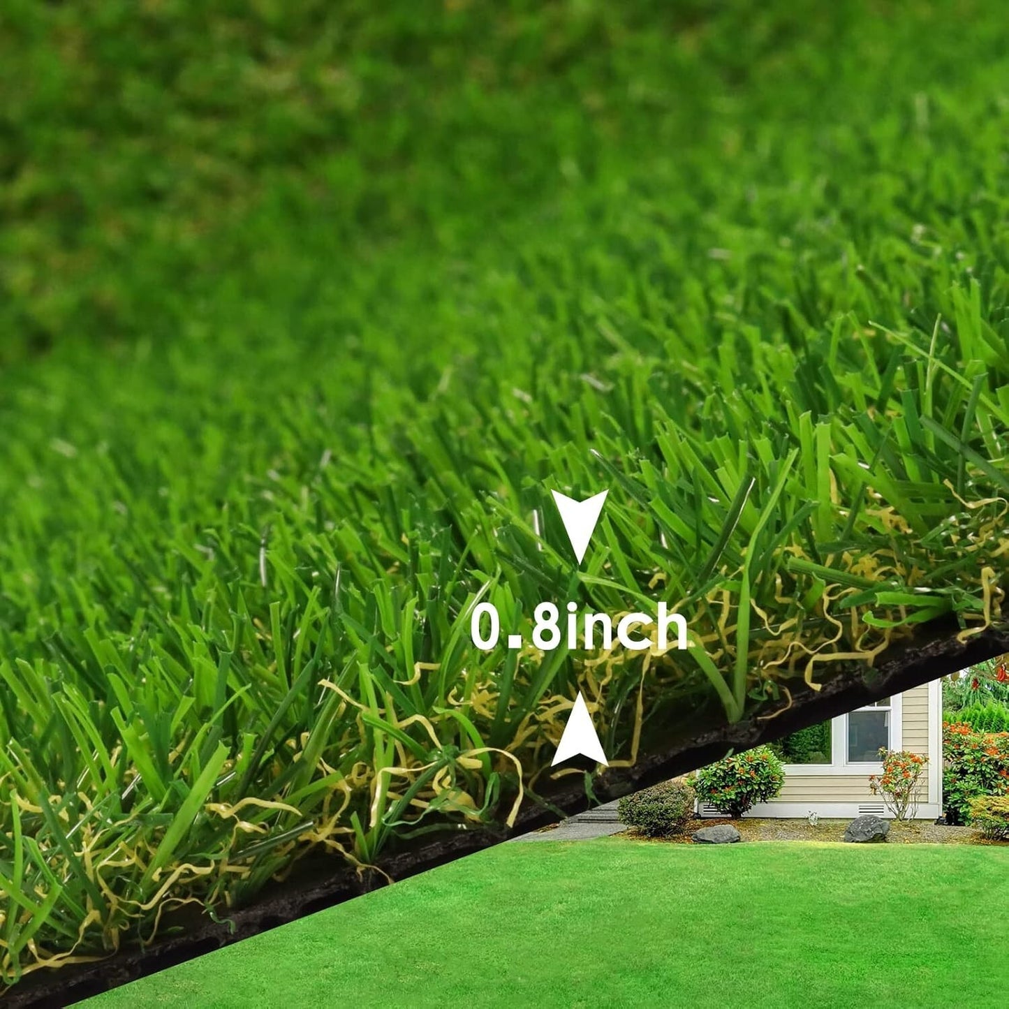 Realistic Artificial Grass Rug 4 FT x 6 FT Fake Faux Turf Grass, ZGR 0.8" Indoor