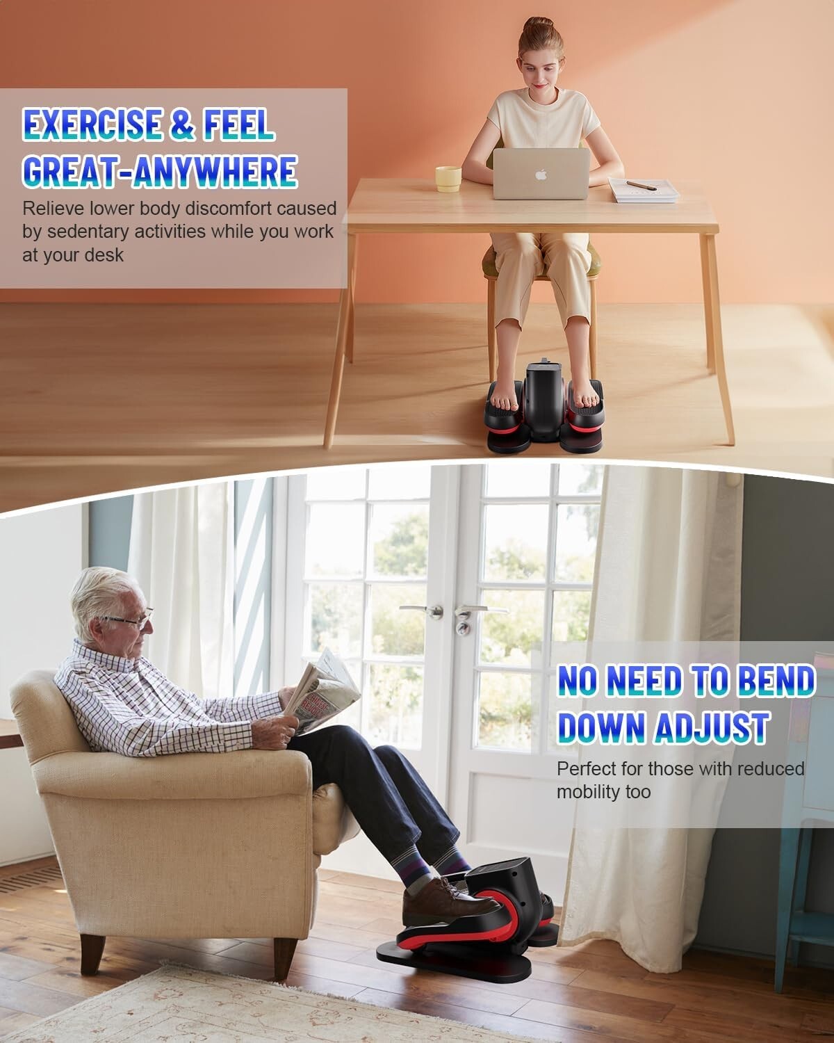Under Desk Elliptical Machine, Ellipse Leg Exerciser Electric as Seen on TV for