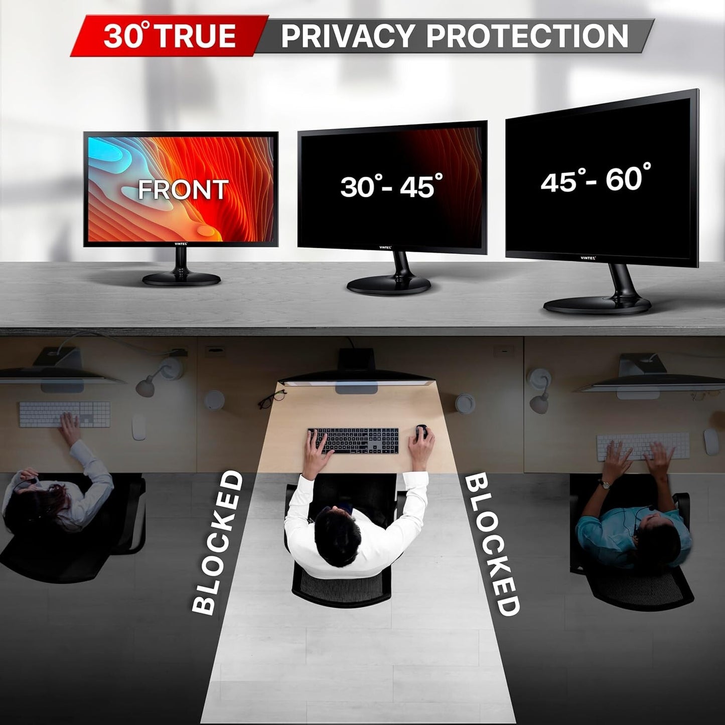 COMPUTER PRIVACY SCREEN FILTER Widescreen Monitor Protector Film 23.8" VINTEZ