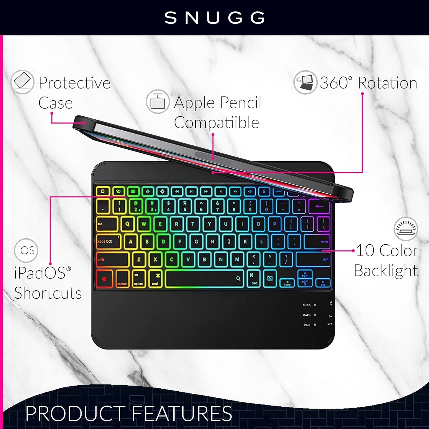 Snugg iPad Pro 11 inch Case with Keyboard, Wireless Backlit Bluetooth iPad 11 Pr