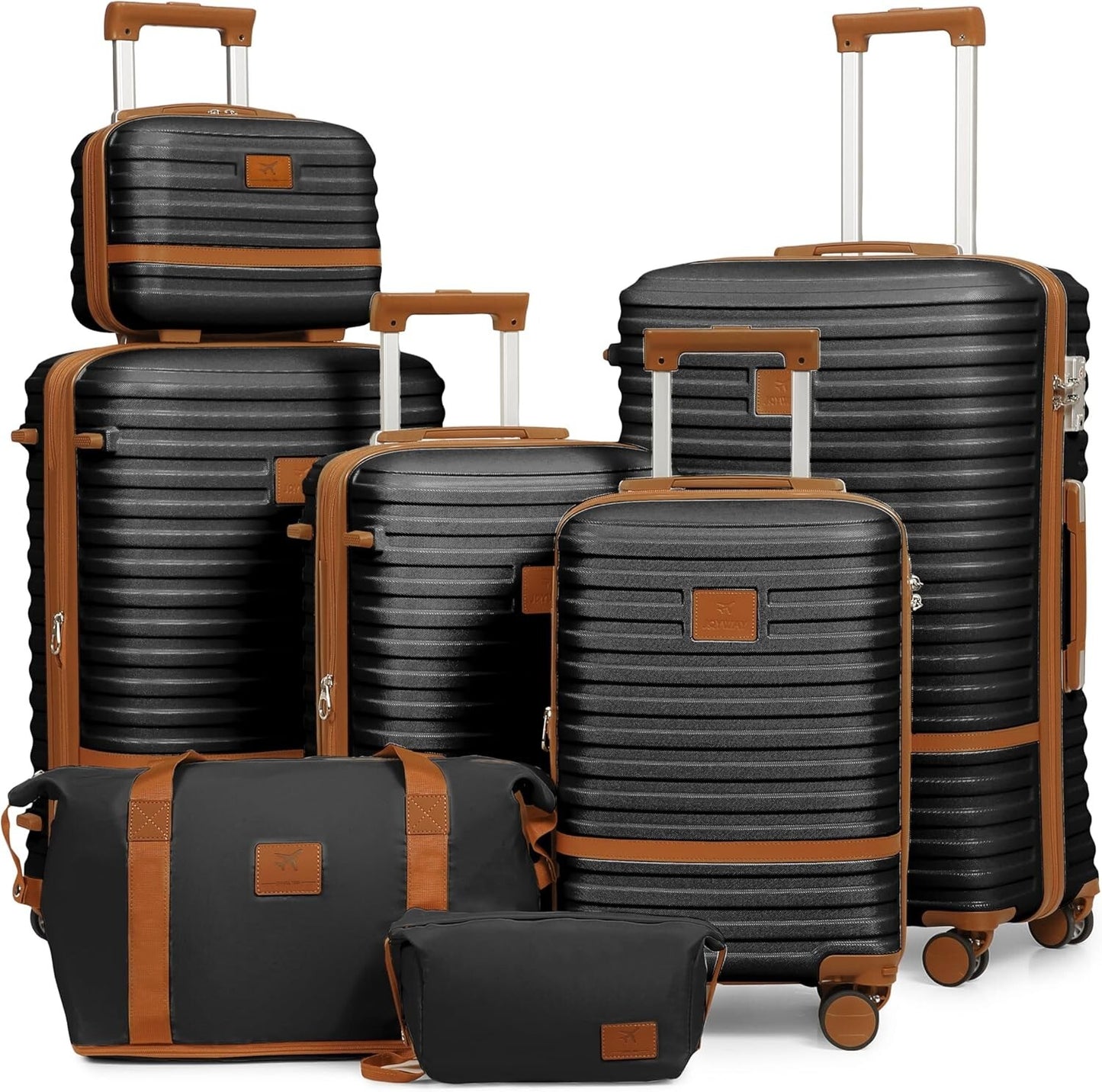 Joyway Luggage Set 7 Piece Suitcase Sets with Spinner Wheel,Hardside Expandable