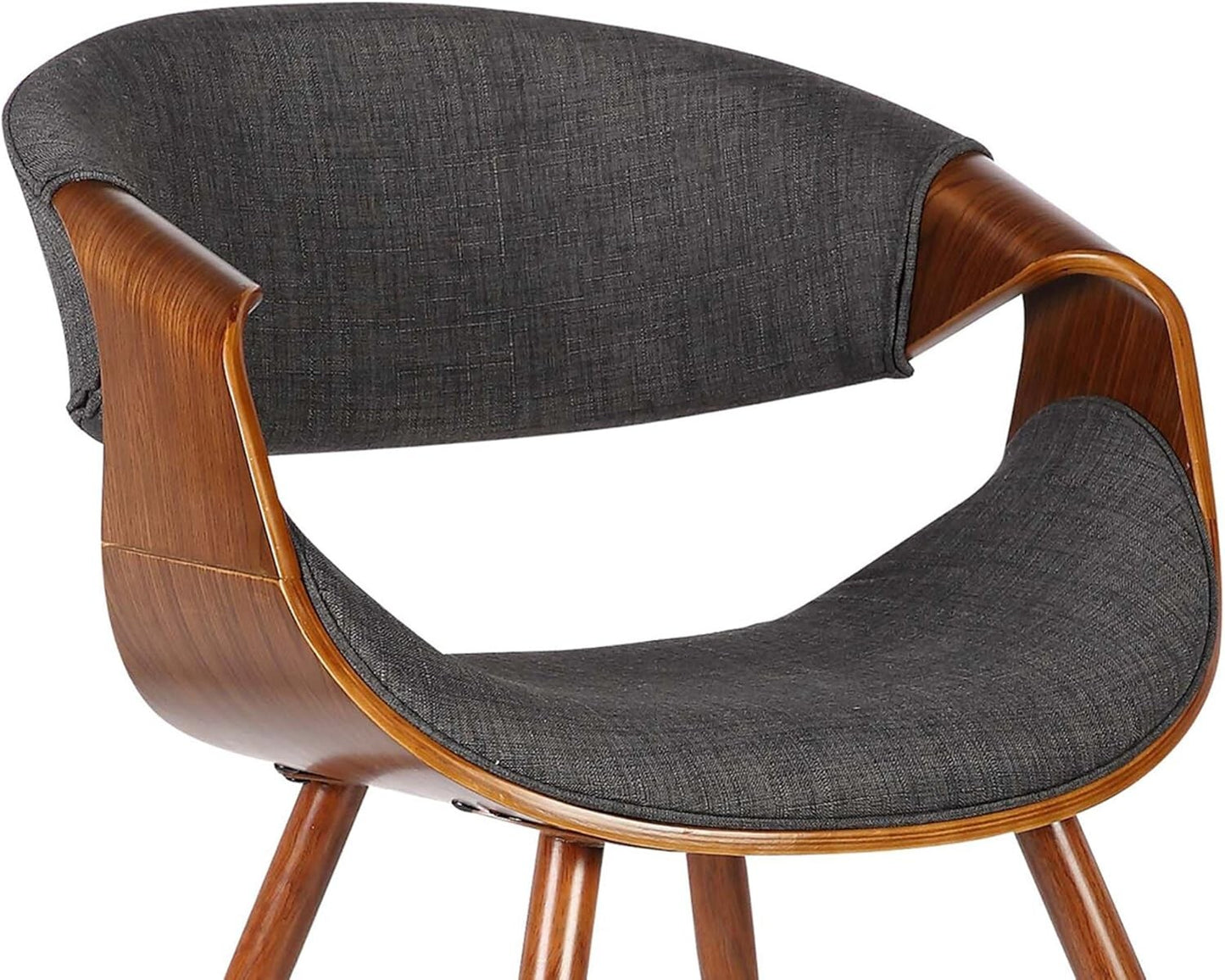 Armen Living Butterfly Dining Chair in Charcoal Fabric and Walnut Wood Finish