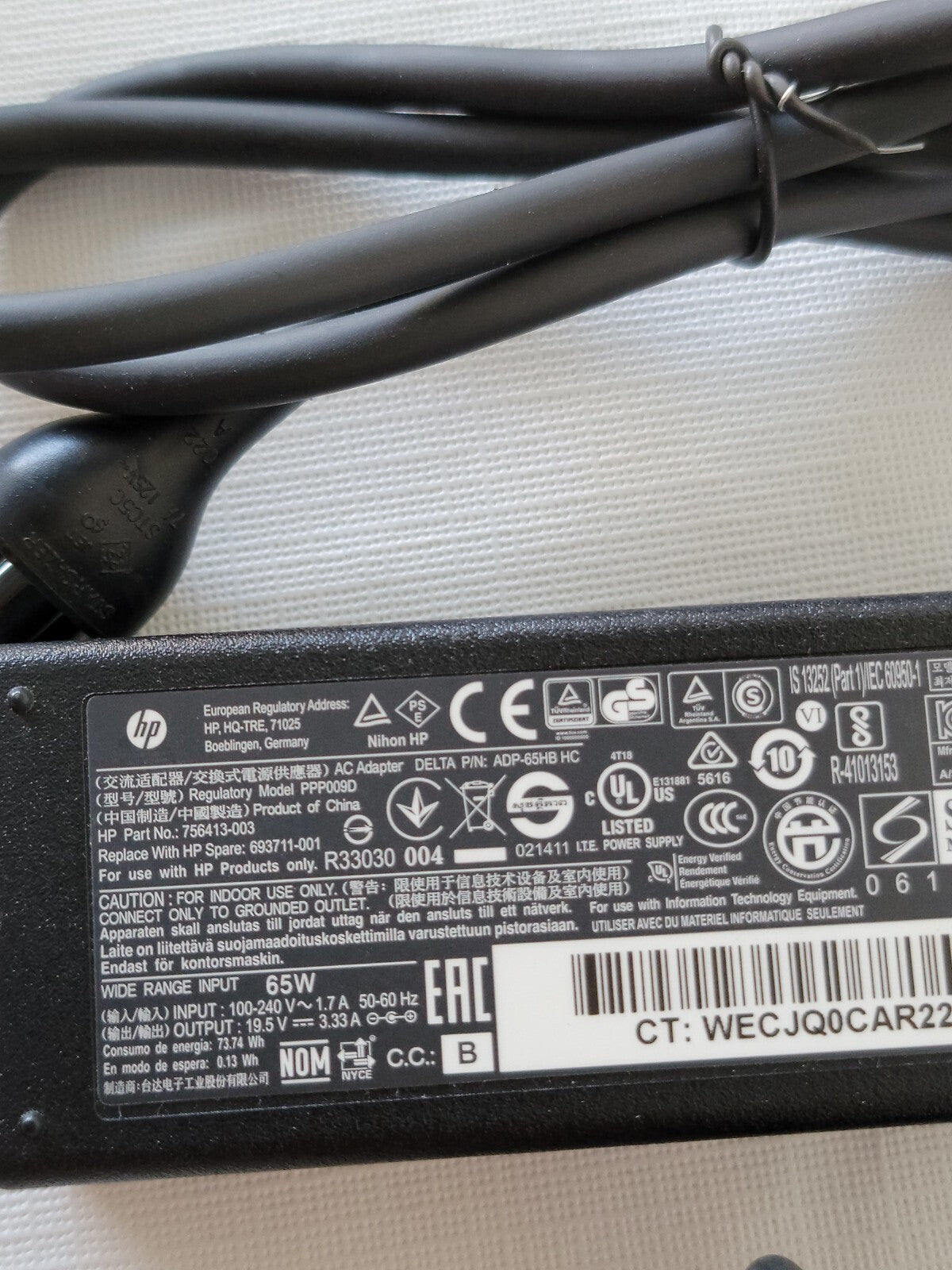 ⭐ HP 65W Charger 19.5V 3.33A OEM PPP009D 756413-003 Smart Tip Adapter ⭐
