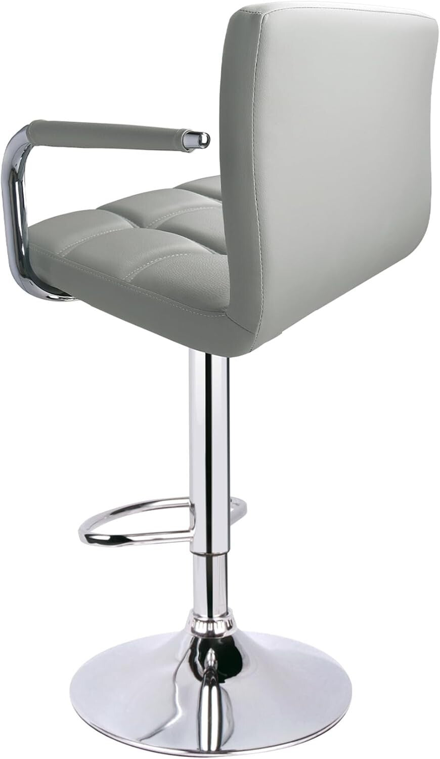 Leopard Adjustable Bar Stools with Armrest, Square Back Swivel Double Stitching