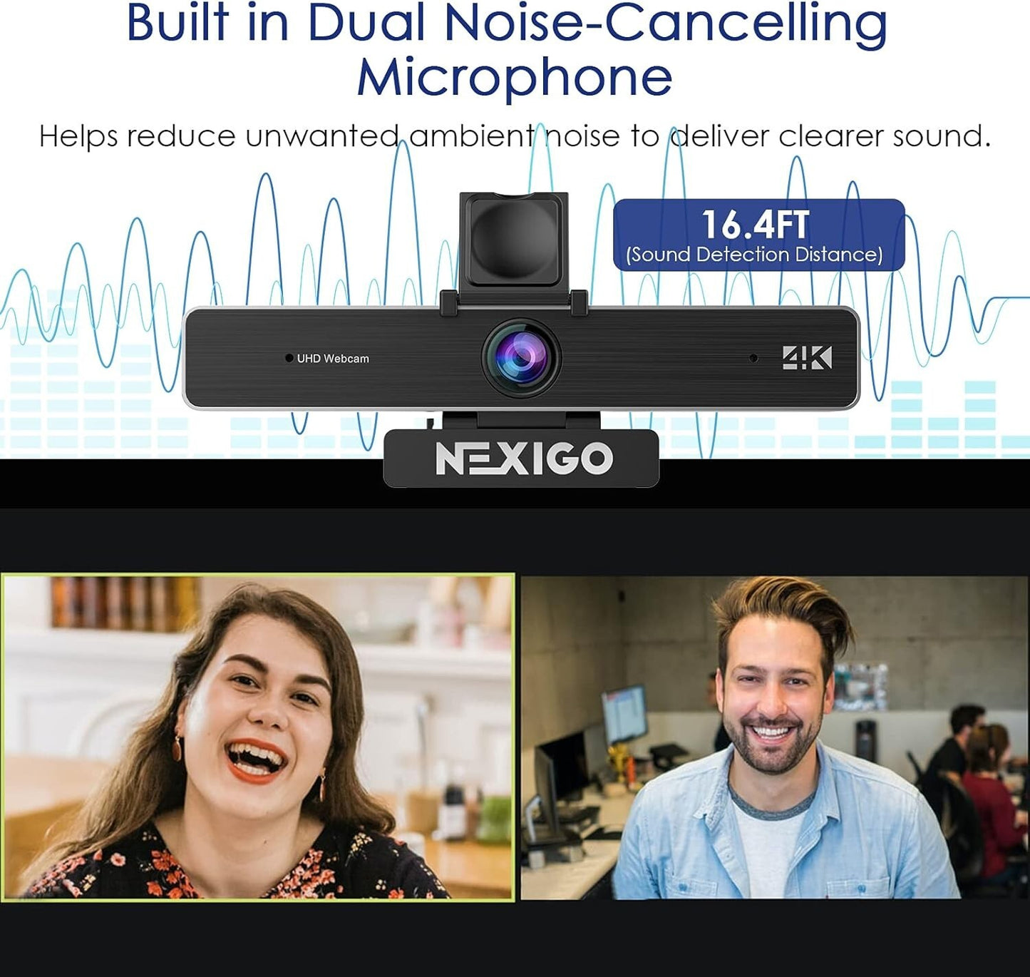 NexiGo Zoom Certified, N950P (Gen 2) 4K Zoomable Webcam, RF Remote, Sony_Starvis