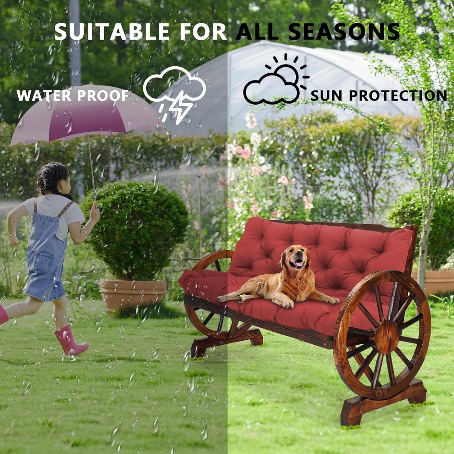3 Seater Porch Swing Replacement Cushion Outdoor Waterproof Swing Cushions Thick