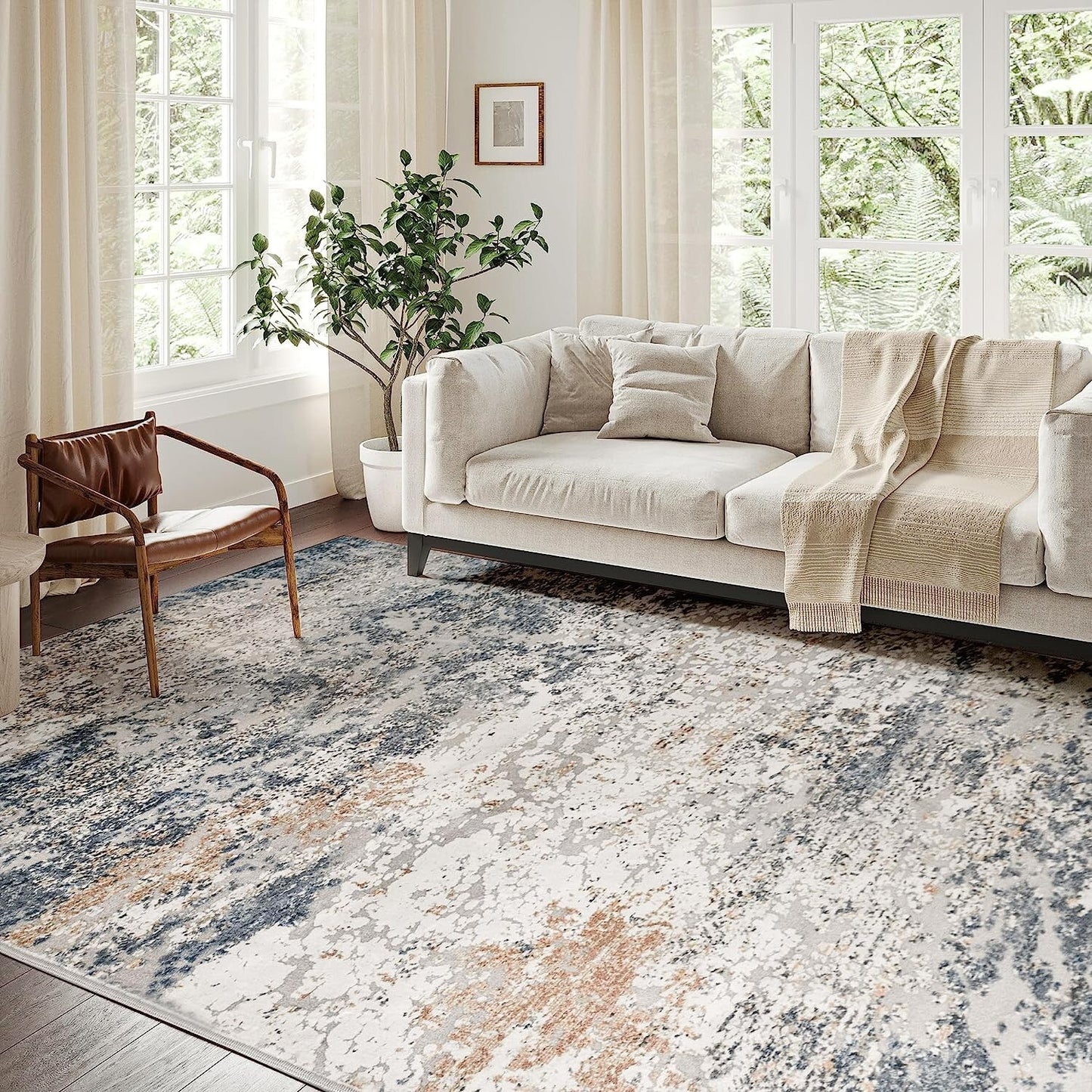 Art&Tuft Washable Rug, Anti-Slip Backing Abstract 8x10 Area Rugs, Stain Resistan