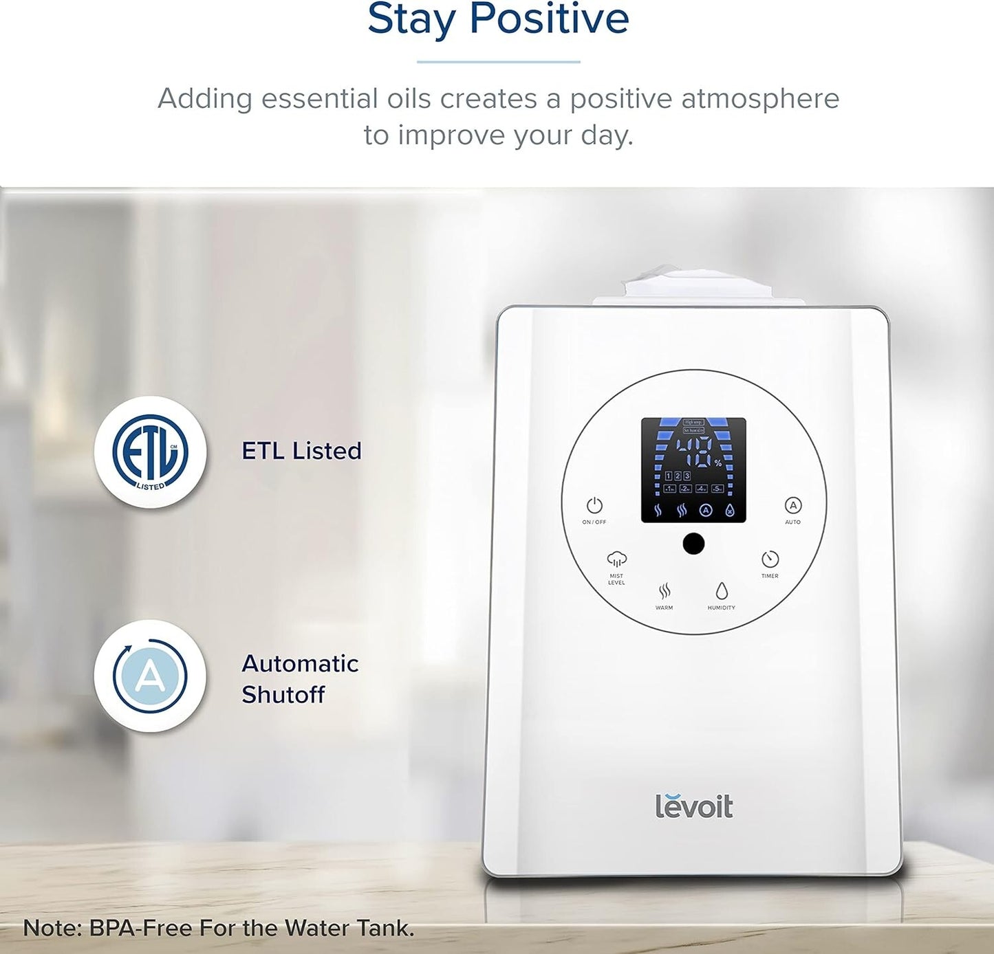 LEVOIT Humidifiers for Bedroom Large Room Home, 6L Warm (NO CONTROL) (TESTED)