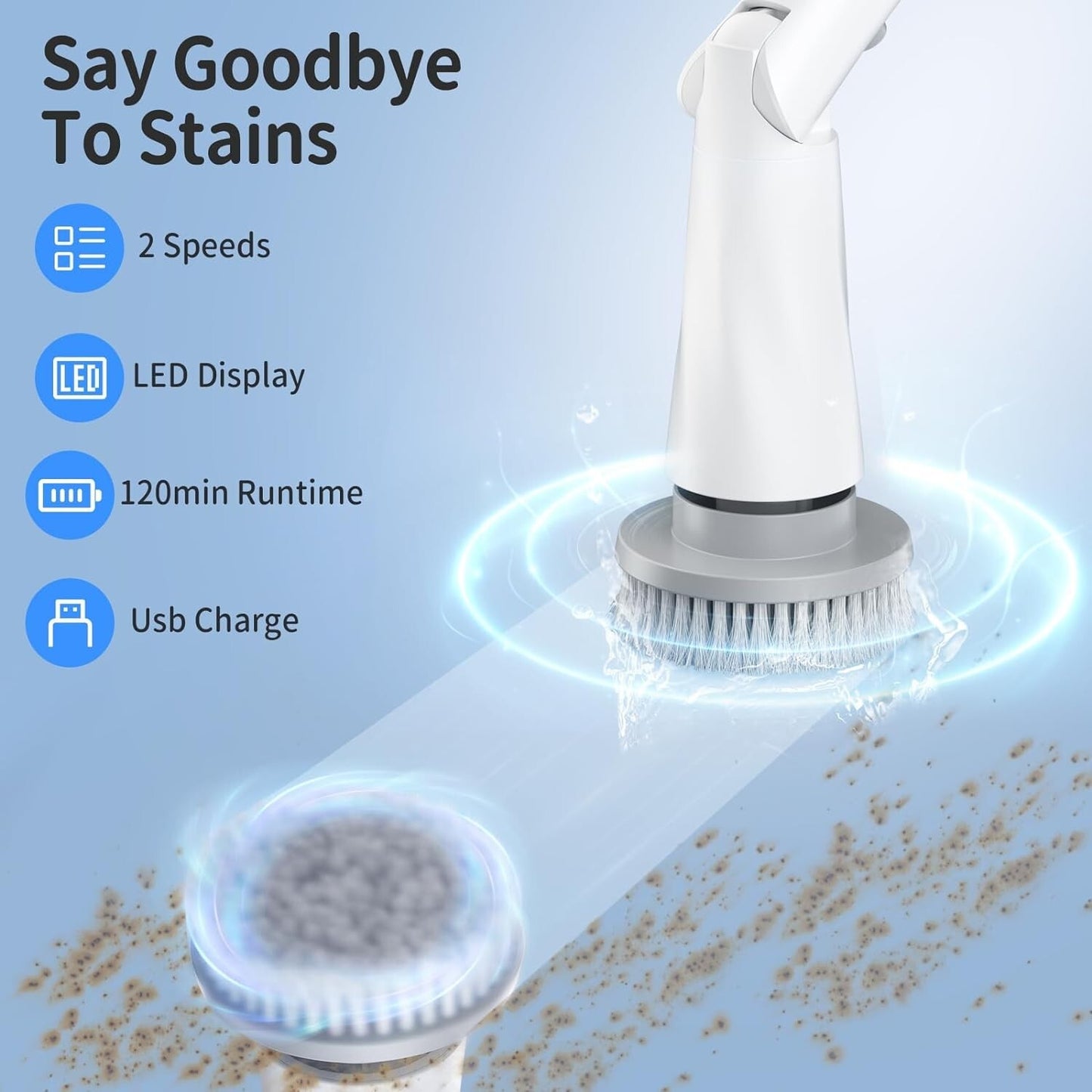 Electric Spin Scrubber, Electric Shower Scrubber with Long Handle Adjustable