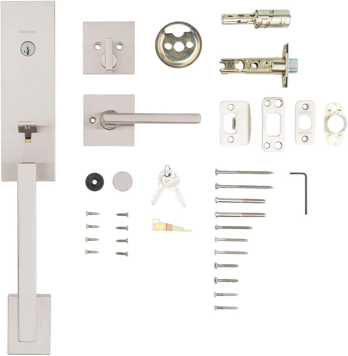Kwikset Vancouver Low Profile Front Lock Handleset with Microban Satin Nickel