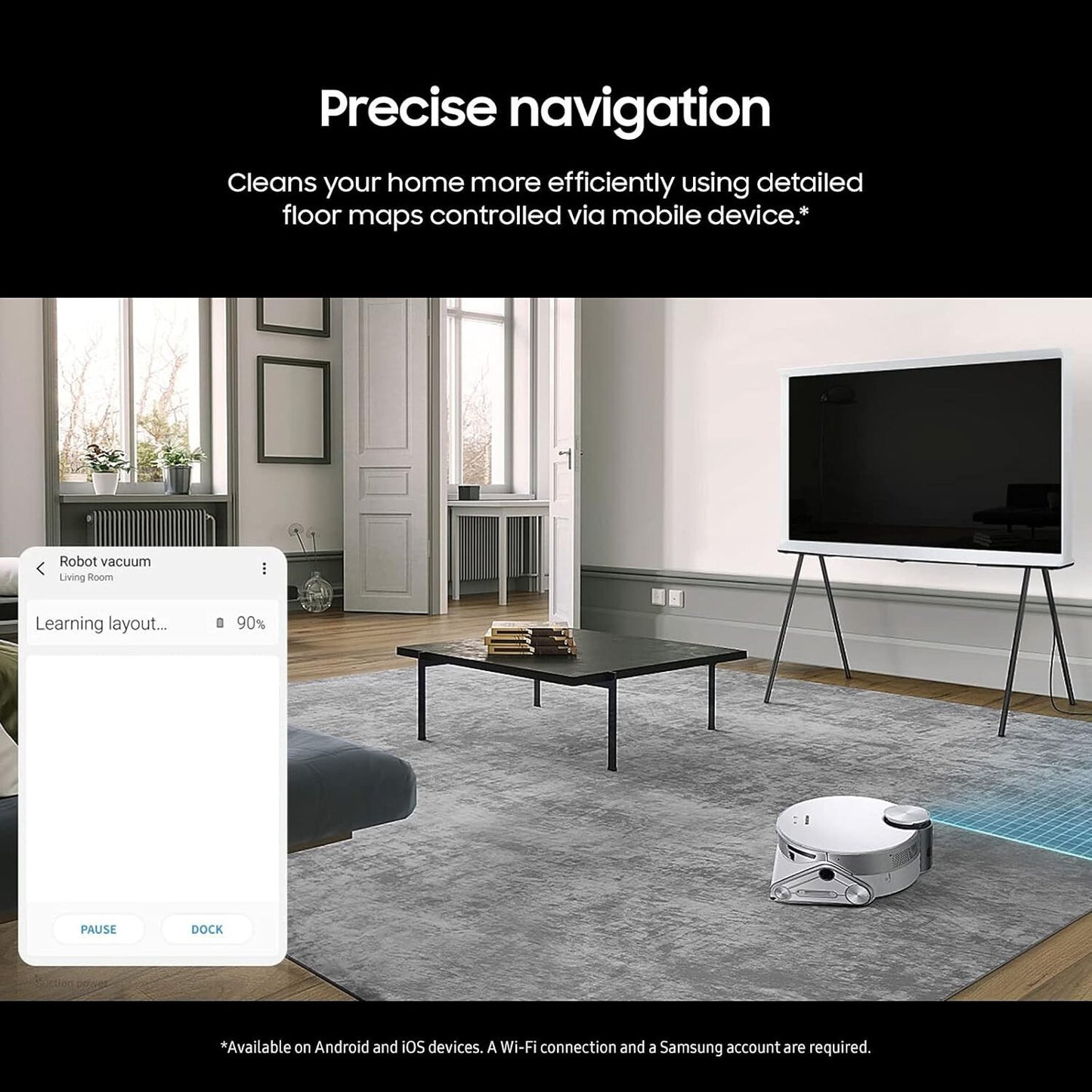 SAMSUNG Jet Bot AI+ Robot Vacuum Cleaner w/ Object Recognition, White (TESTED)