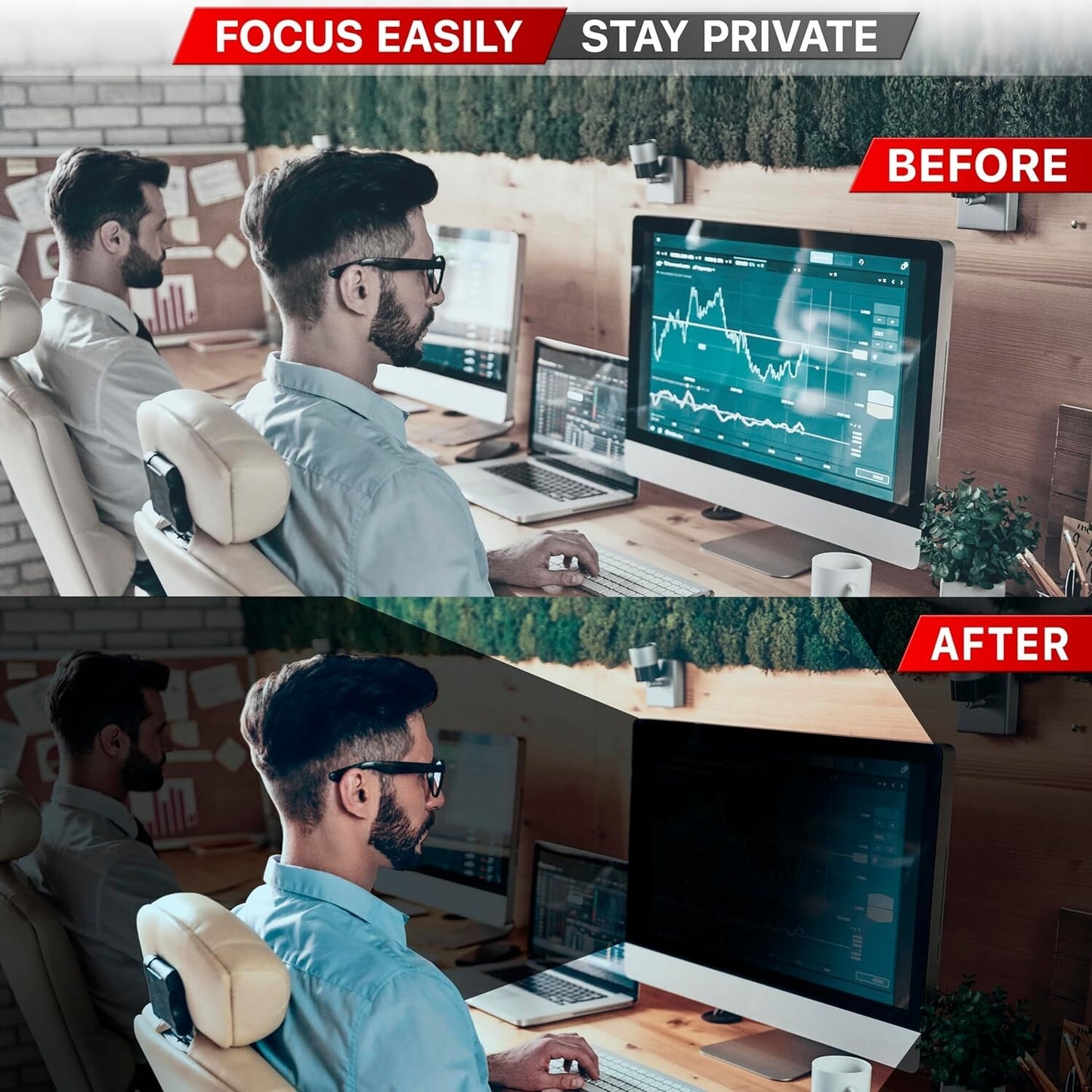 COMPUTER PRIVACY SCREEN FILTER Widescreen Monitor Protector Film 23.8" VINTEZ