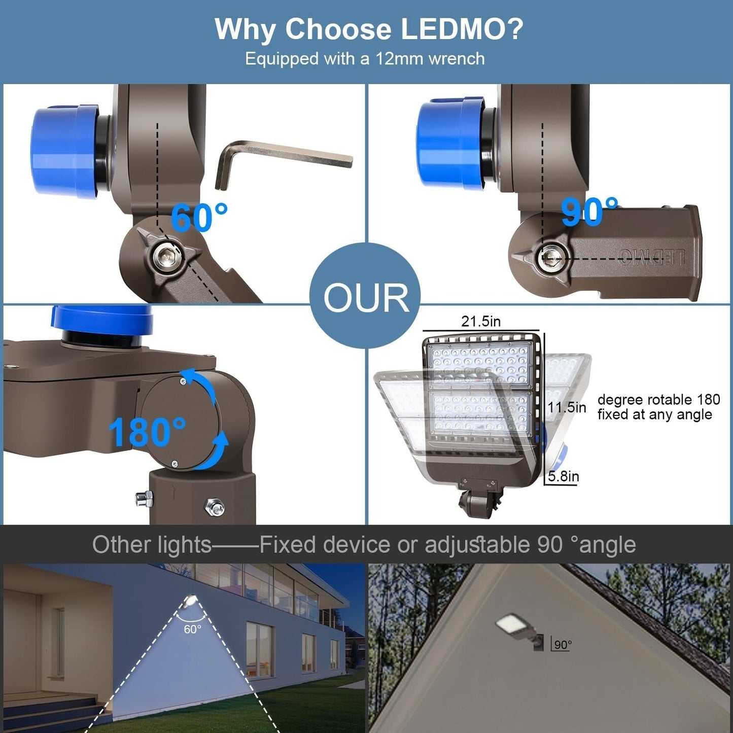 LEDMO 200W LED Parking Lot Lights 5000K Street Shoebox Pole Lights Waterproof