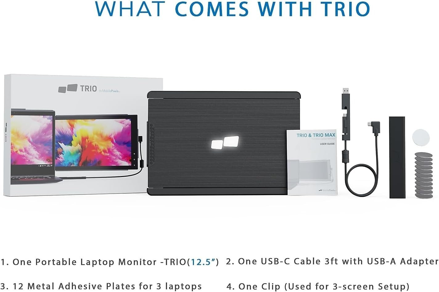 Mobile Pixels Trio Portable Monitor for Laptops, 12.5'' Full HD IPS Screens, USB