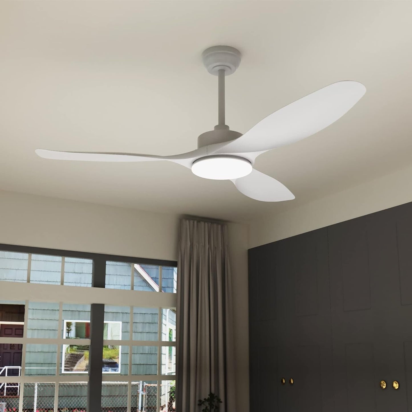 Ceiling Fan 52" Ceiling Fans with Lights Remote Control,White Ceiling Fan 3CCT 2