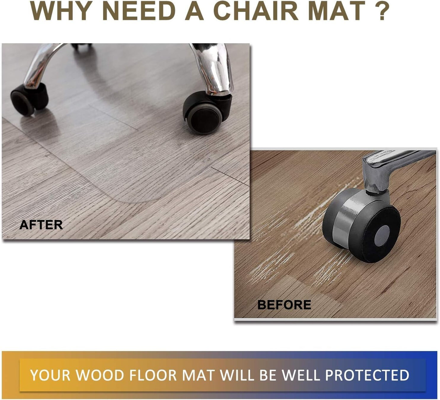 Chair Mat for Hardwood Floor, 53”x 45” Office Chair Mat, for Office Chair