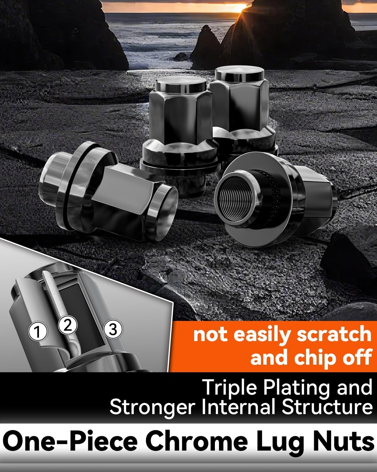 YIZBAP 20PCS 14x1.5" Black Lug Nuts M14x1.5 OEM Factory Mag Washer Style Hex Lug