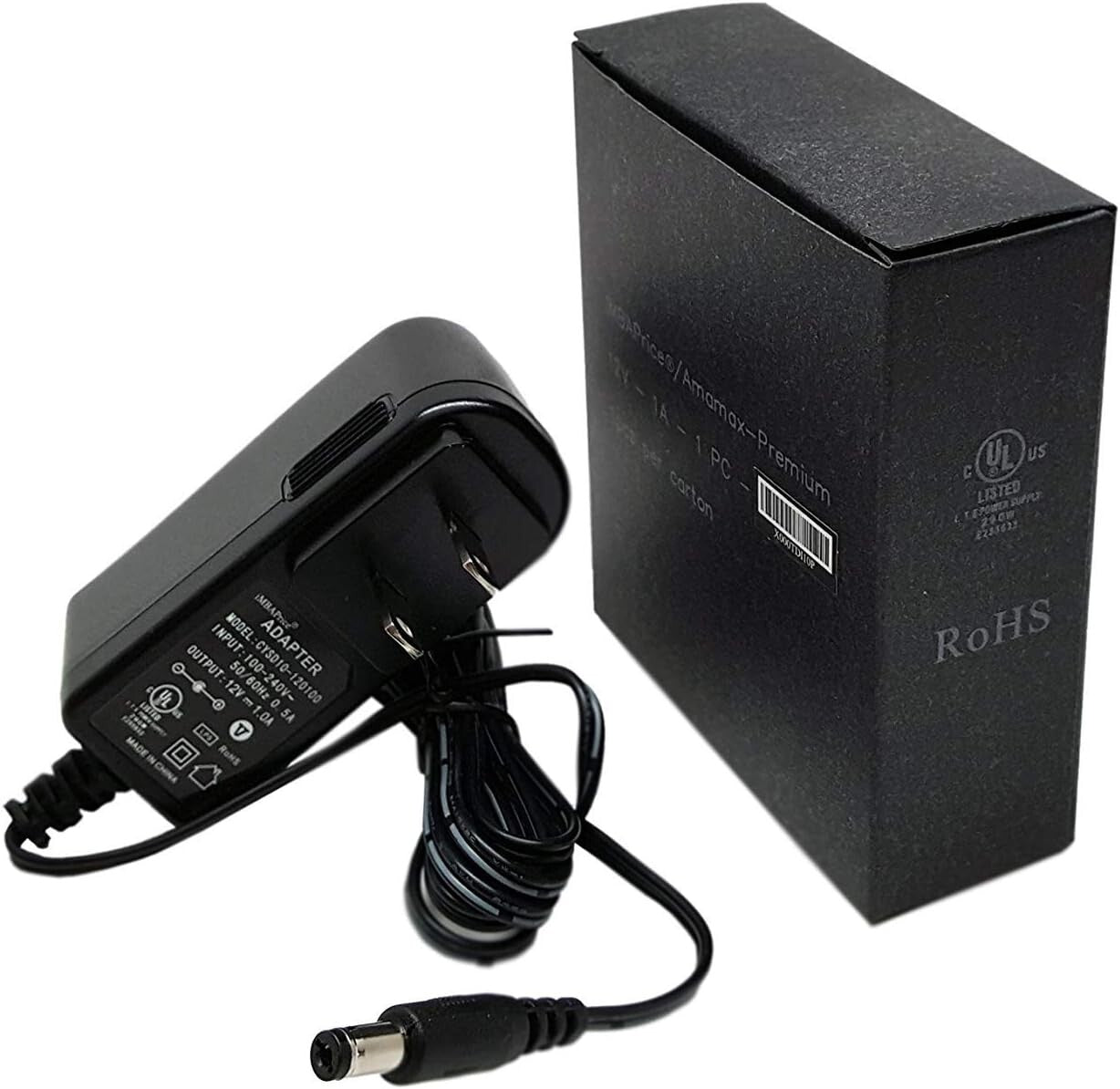 iMBAPrice 12V DC Wall Power Adapter UL Listed Power Supply5-Feet, 12V 1000mA
