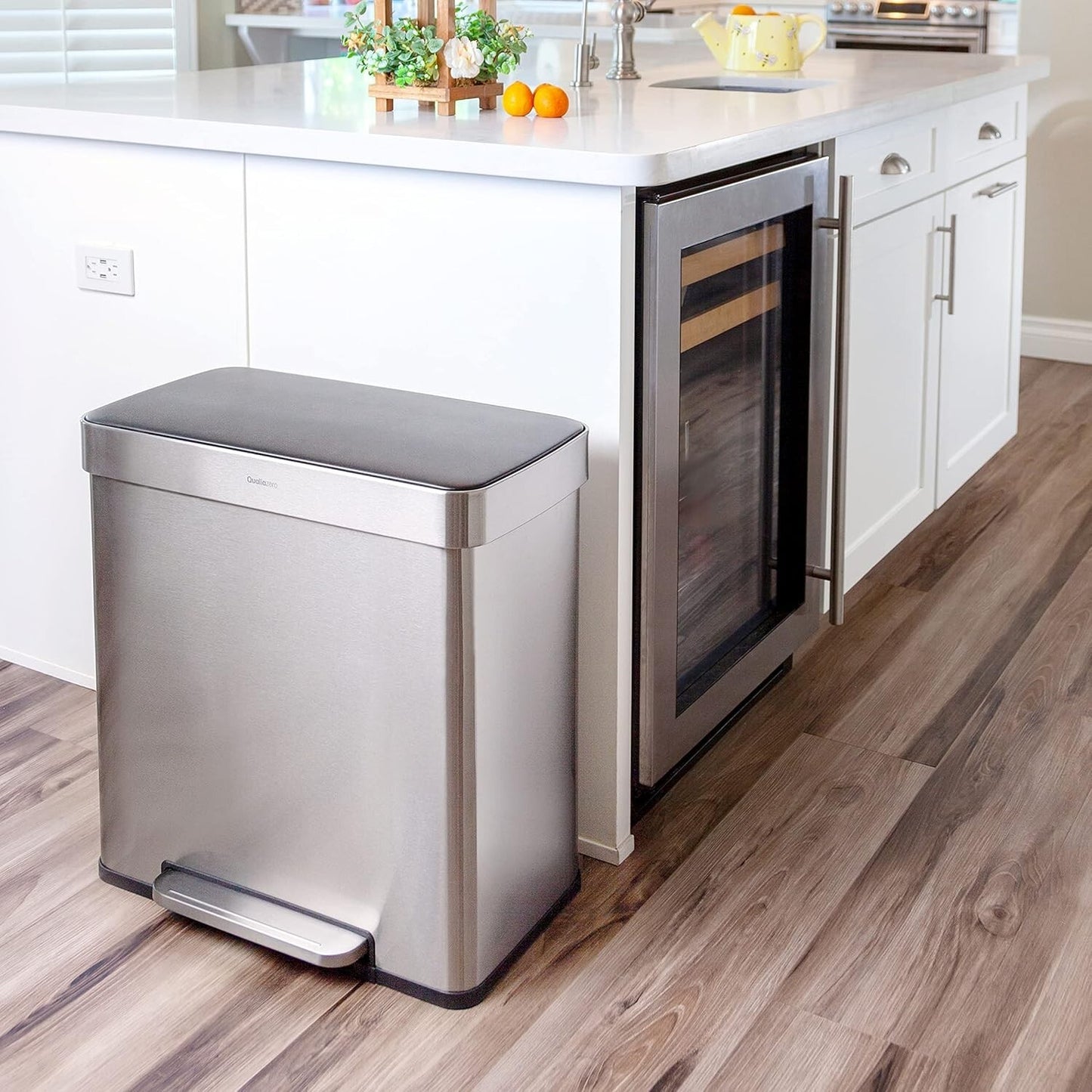 QUALIAZERO 60L/15.8Gal Heavy Duty Hands-Free Stainless Steel Commercial/Kitchen