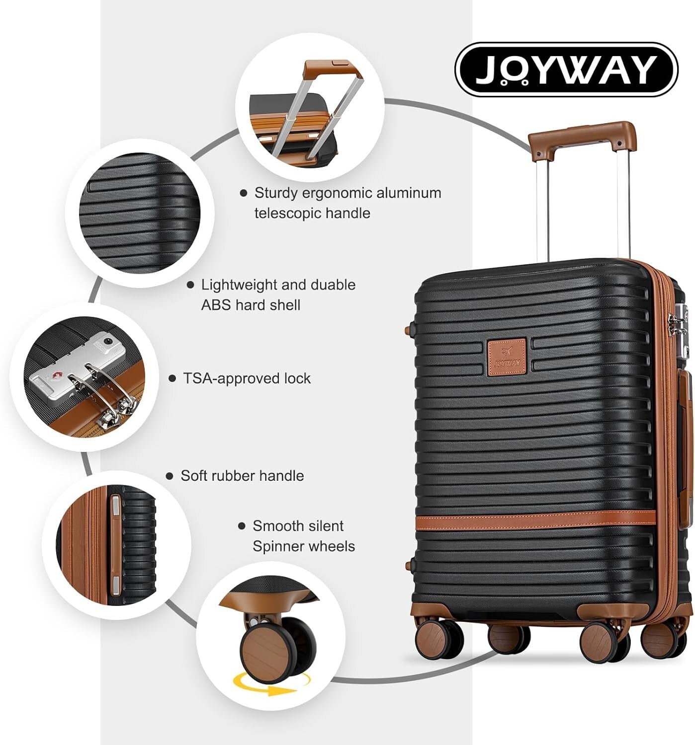 Joyway Luggage Set 7 Piece Suitcase Sets with Spinner Wheel,Hardside Expandable